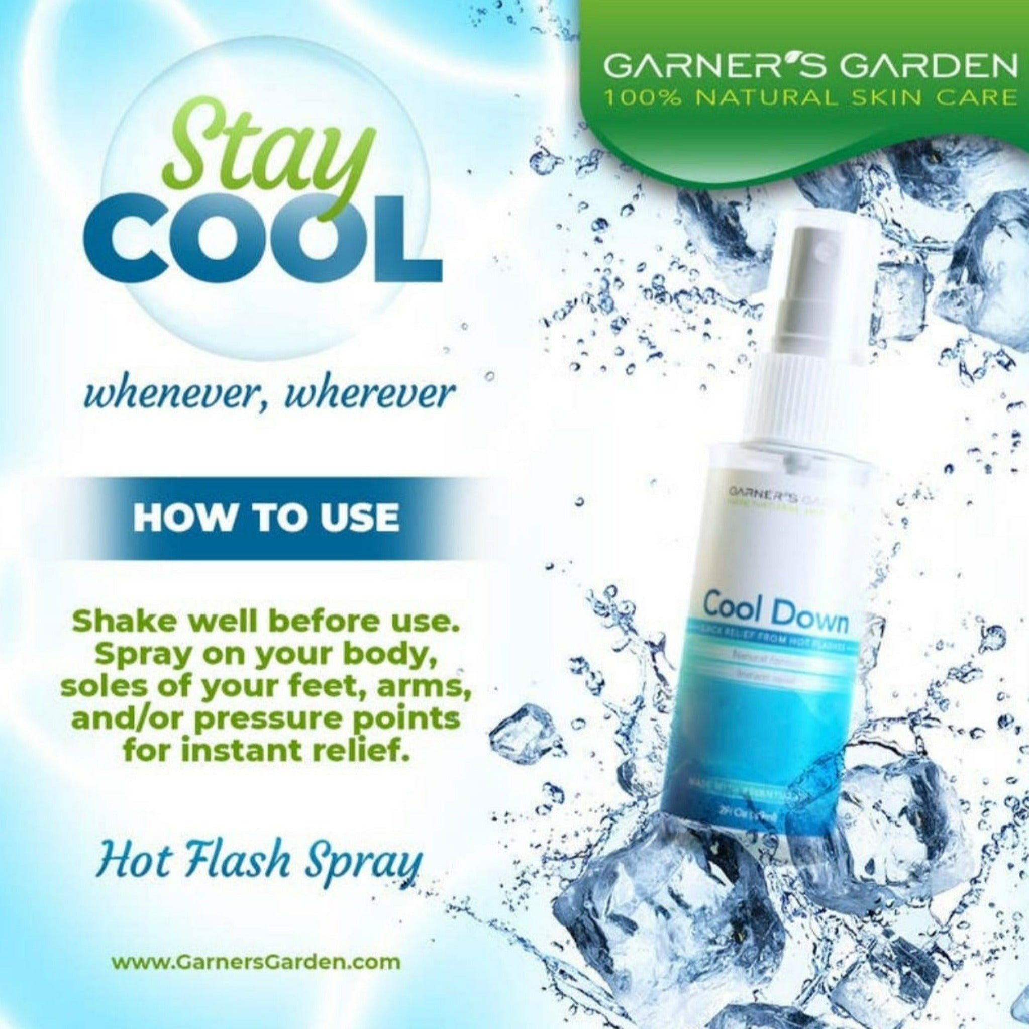 Garner's Garden Menopause Hot Flash COOL DOWN Mist Spray 2 fl oz