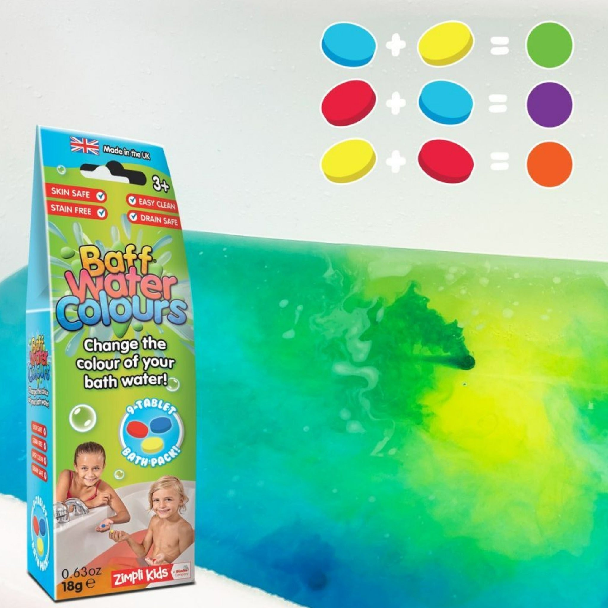 Baff Water Colours - Color Change Bath Tablets for Kids