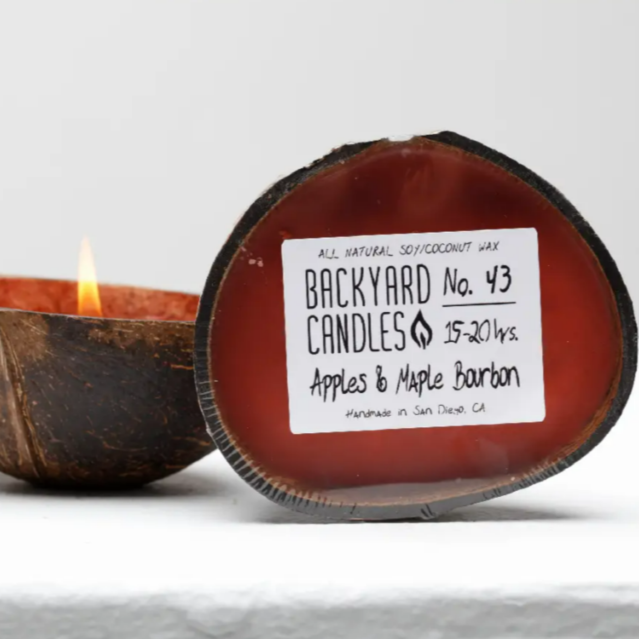 APPLES & MAPLE BOURBON Coconut Shell Candle Backyard Candles