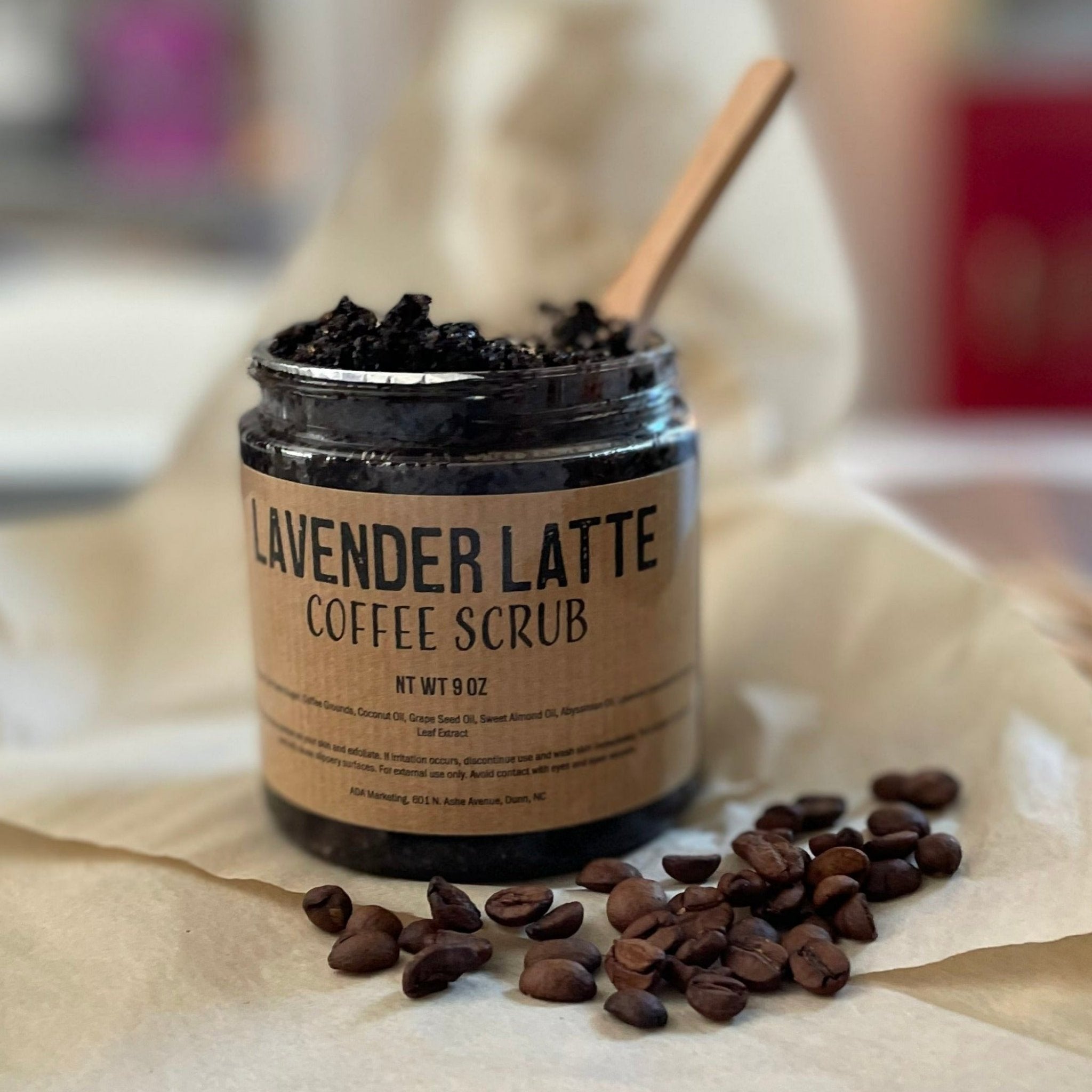 Exfoliating Coffee sugar scrub Vegan Lavender Latte