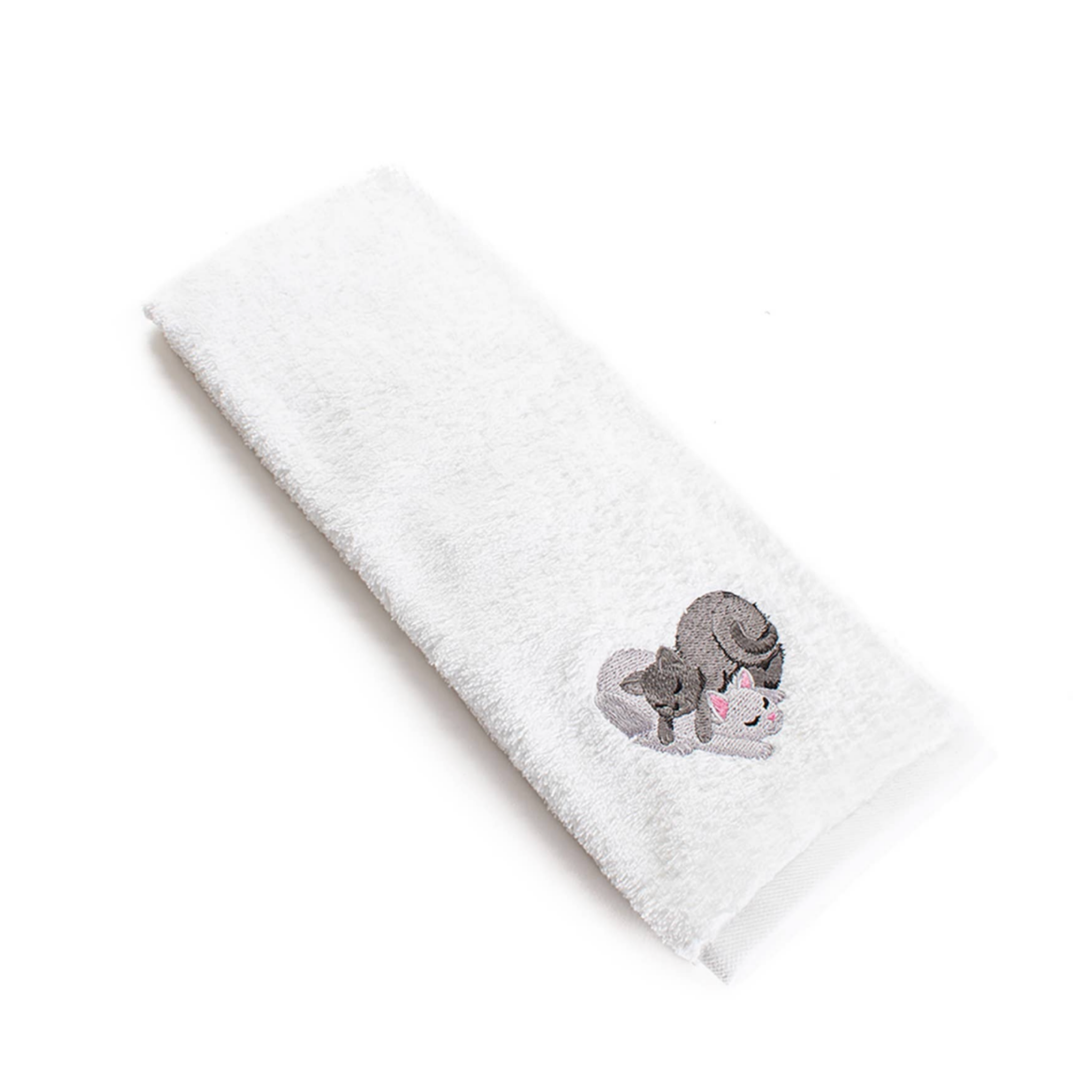 Embroidered cotton towel Cats